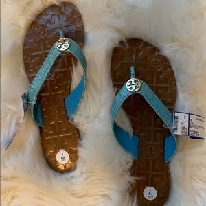 Tory Burch Sandal-Aqua with Gold